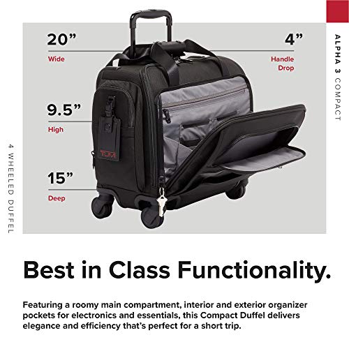 TUMI - Alpha 3 Compact 4 Wheeled Carry-On Duffel Bag - Travel Rolling Luggage for Men and Women - Black