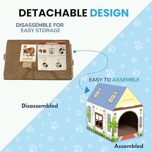 Image of Foodie Puppies Cardboard Scratch Pads with Catnip for Cats and Kittens - (Cottage Scratcher) | Cat Play House for Indoor, Cats Corrugated Scratcher Box for Furniture Protection