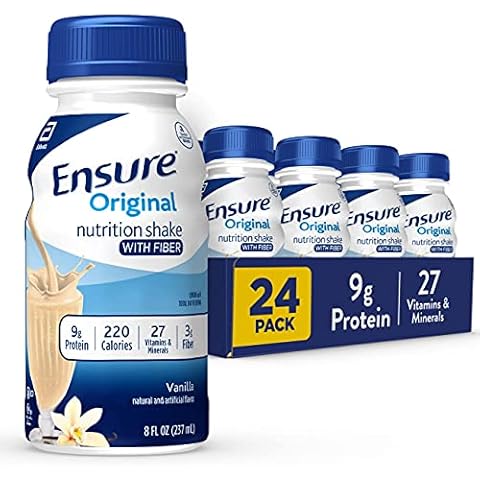 Ensure Original Vanilla Nutrition Shake with Fiber| Meal Replacement Shake | Ready To Drink | 9g Protein, 27 Vitamins and Minerals | 8 fl oz - 24 Pack Cover
