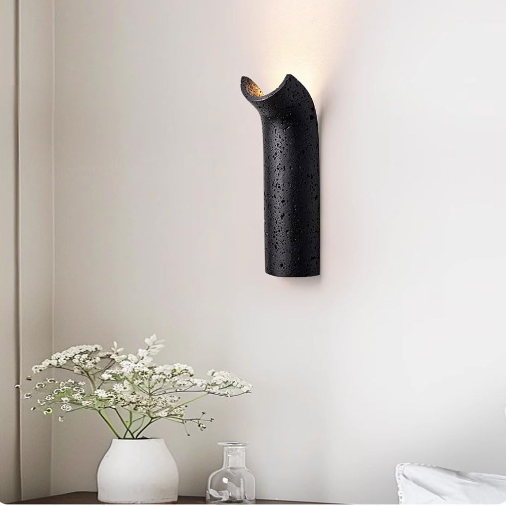 Nordic Industrial Style Single-Head Wall Sconce, G9 Screw Flush Mount Lamp, Personalized Black Travertine Light, Entryway Living Room Hallway Decorative Fixtures
