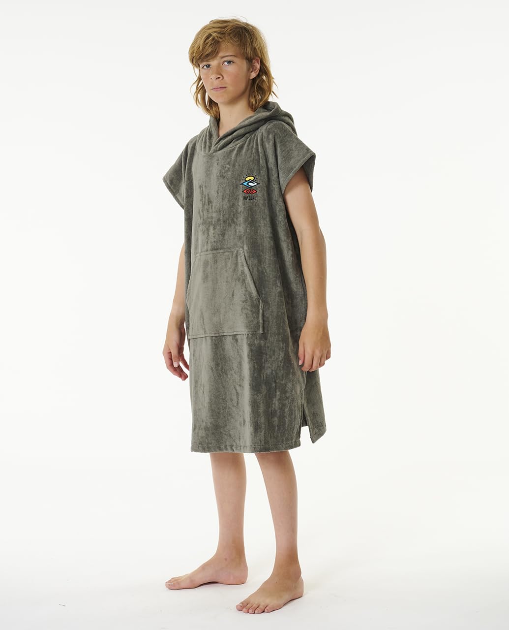 Rip Curl Junior Logo Hooded Towel Changing Robe/Poncho 009BTO - Grey Size - S