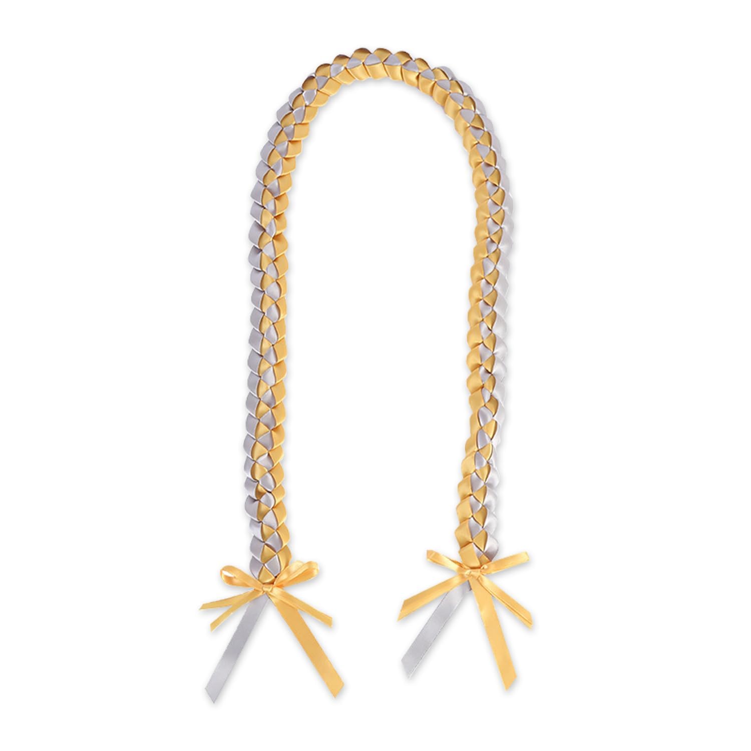 hhdatc Graduation Leis 2025 Ribbon Lei graduation necklace Leis Class of 2025 Graduation for Student Graduation Gifts Party Supplies（White Yellow）