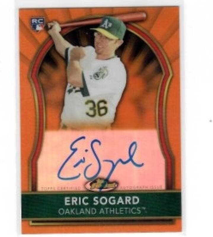 2011 Topps Finest Rookie Autographs Refractors Orange #93 Eric Sogard Minnesota Twins MLB Baseball Card (Autographed) /99 NM-MT