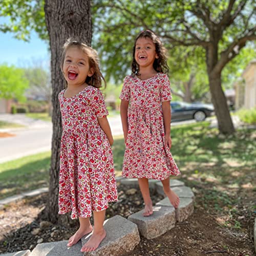 Virmoku Girls Dresses 3-10 Years Kids Floral Dress Short Sleeve Swing Fashion Casual Dresses Summer Outfits #TOP4