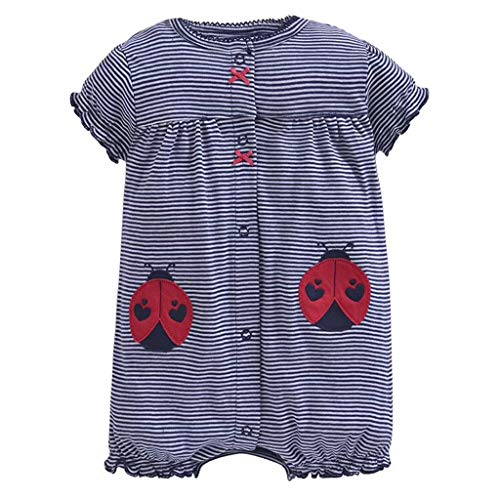 Little Story Baby Infant Girl Boy One-Pieces Cartoon Striped Printed Romper Bodysuit Clothes Black