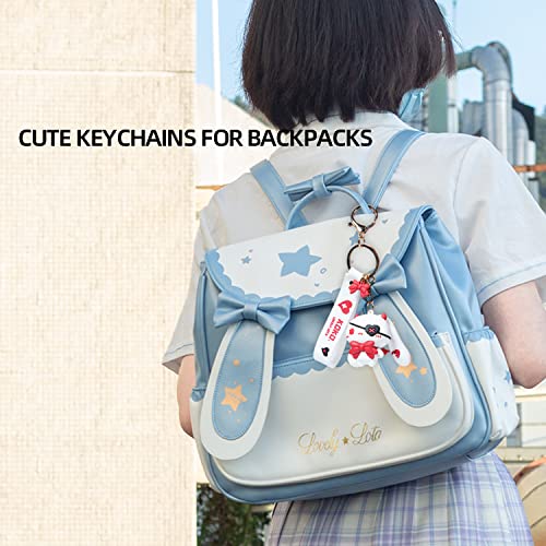 Honyjoom Cute Keychains For Women Demon-Rabbit Key Chain Car Key Ring Purse Charms For Handbags Tote Pendant Bag Lolita Itabag Accessories (White Red) #TOP4