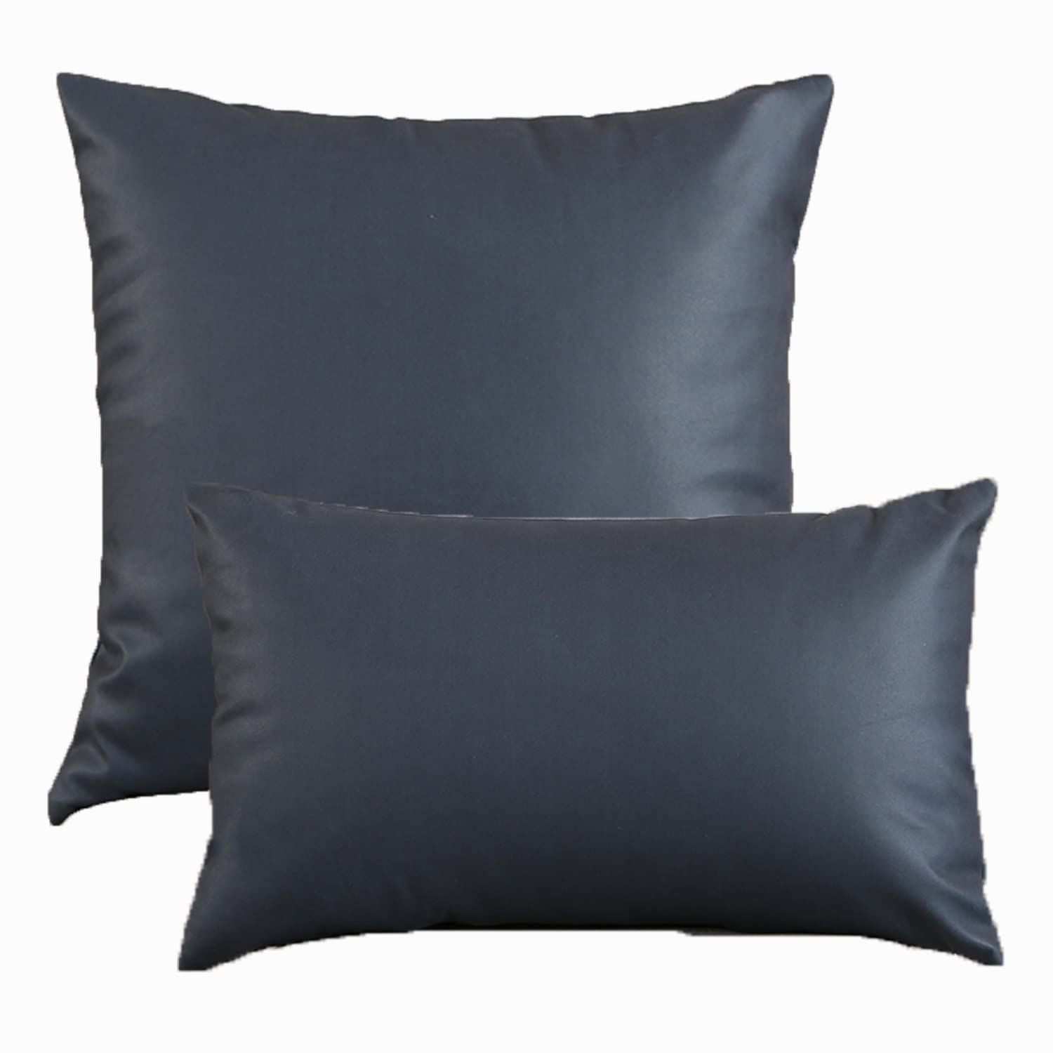 Federa per cuscino in tessuto tecnico, quadrata, decorativa, per divano e soggiorno (colore blu scuro, 40 x 60 cm, set da 4)