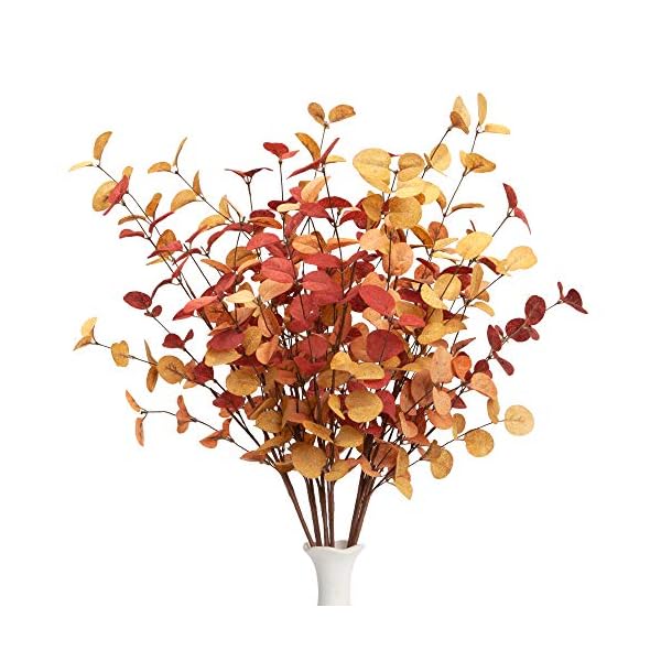 6 pcs artificial eucalyptus stems fall decorations with fall eucalyptus leaves autumn decorations for office and home artificial plants for floral arrangement  urban country home decor