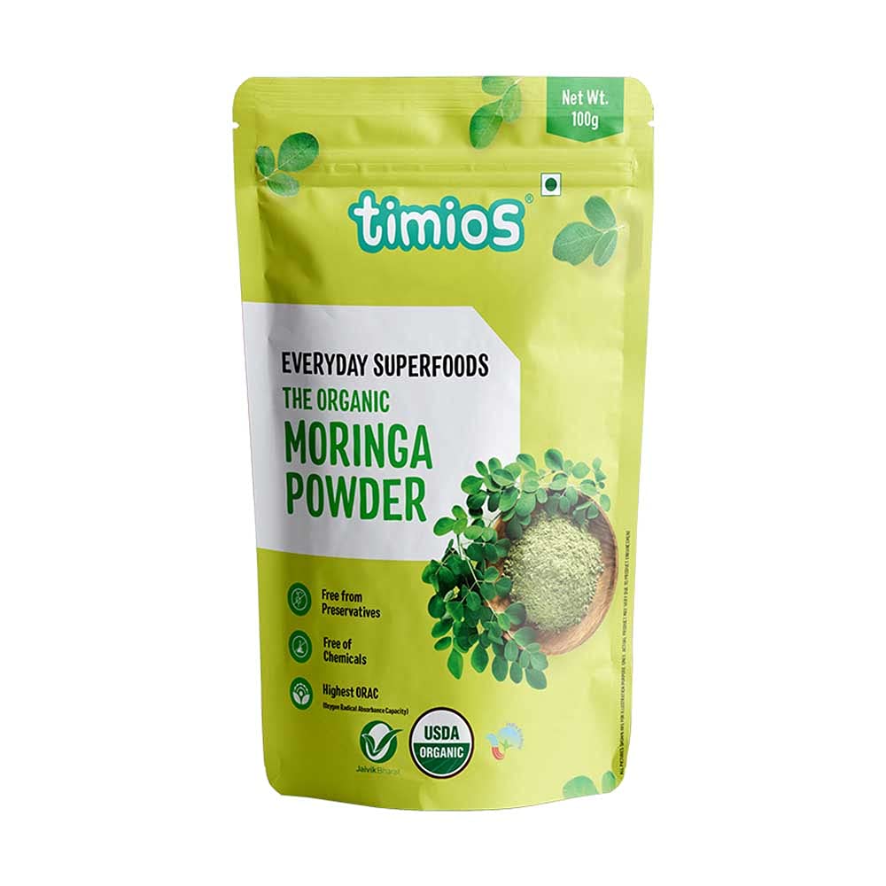 Timios Moringa(Drumstick) Powder|Boosts Immunity and Digestion|Contains essential vitamins and minerals|Rich in Fibre|Helps in Diabetes and Inflamation|For Kids and Adults|Pack of 2|200g