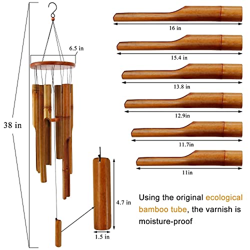 Astarin Bamboo Wind Chimes Outdoor,Wooden Wind Chimes For Outside With Melody Deep Tone,38 Inch Classic Zen Garden Windchime For Relaxation thumb #2