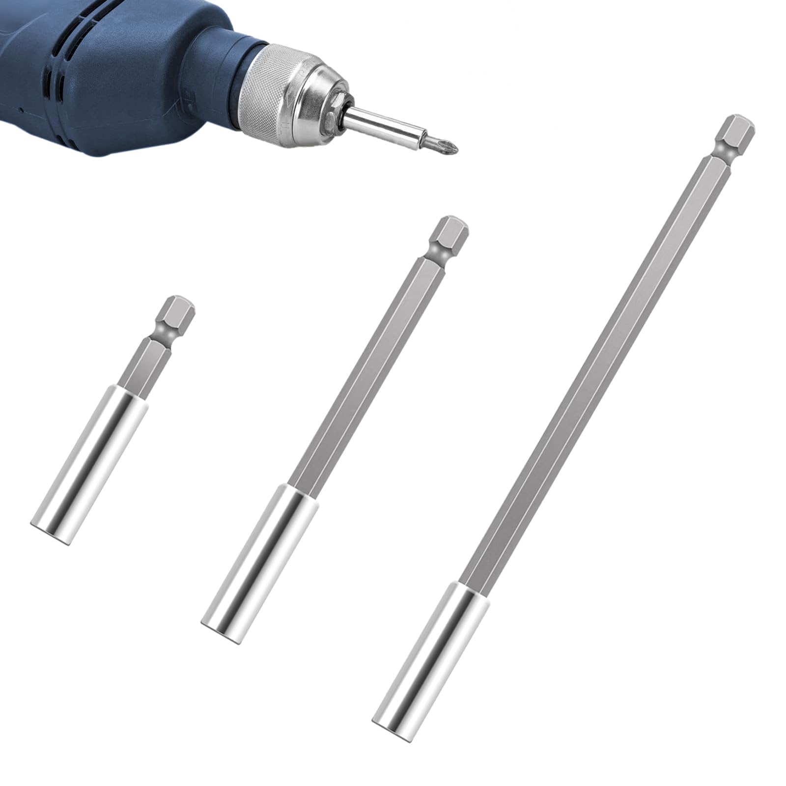 3 PCS Portainserti, Prolunga Esagonale da 1/4", Portabit Magnetico, Portabit per Trapano, Set di Bit a Cambio Rapido per la Maggior Parte Degli Avvitatori Elettrici, Punte e Bit, 60/100/150 mm