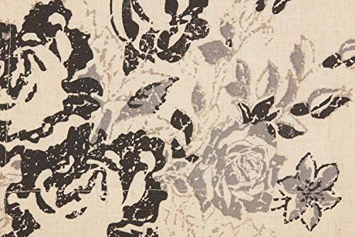 Piper Classics Lydia Black Floral Valance Curtain, 16\" x 72\", Vintage Farmhouse Boho Style Flower Print Window Treatments, Cream & Black