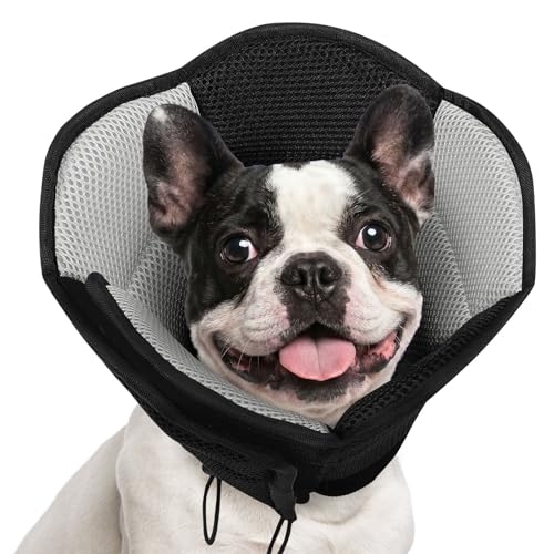 Image of AOFITEE Dog Cone - Soft Cone for Dogs to Stop Licking After Surgery, Foldable Small Dog Cone Collar, Adjustable Cones for Dogs for Wound Healing, Elizabethan Pet E-Collar, Black Small
