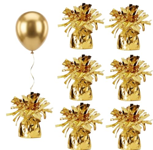 Moretreat balloon weights are perfect for parties birthdays weddings. Each pack includes 6PCS durable weights that easily decorate balloons and elevate any celebration.(Gold100g)