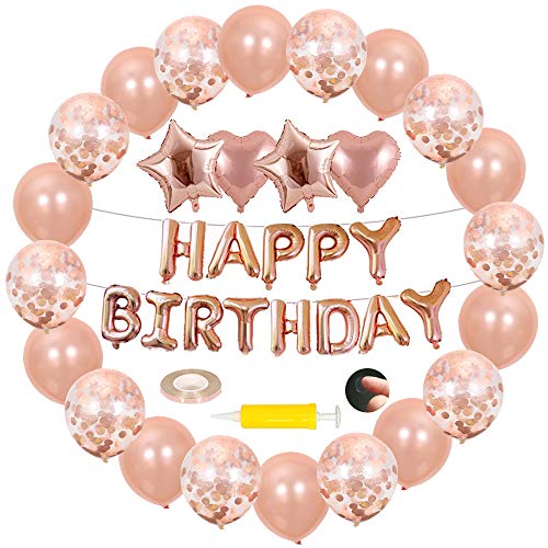 最安値 バースデー 飾り バルーン 誕生日 飾り付け 風船 Happy Birthday バルーン ローズゴールド空気入れ お祝い 紙吹雪風船誕生日 ローズゴールドの価格比較