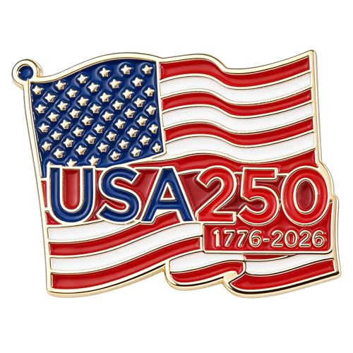 Txeawor 250 Anniversary Pins 1776-2026 2 Pcs American Flag 4th of July Pins USA Patriotic Brooch for Independence Day Veterans Day Memorial Day(Style-1)