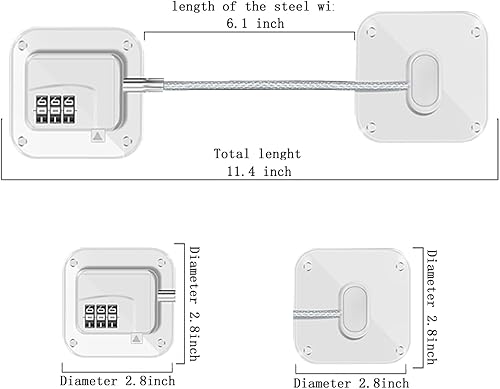Miniatura 10 de KIZZHISI Cerradura para refrigerador (paquete de 2), cerradura de combinación resistente para refrigerador, gabinetes, ventanas, cajones y cerradura