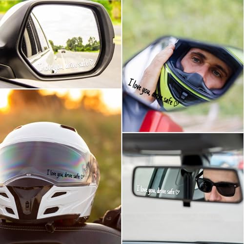 Image of I Love You Drive Safe Mirror Stickers, 3 Pcs Cute Car Stickers for Women, Vinyl Waterproof Car Decals for Rearview Mirror Window Windshield, Funny Love Sticker for Auto Accessories (Black&White)