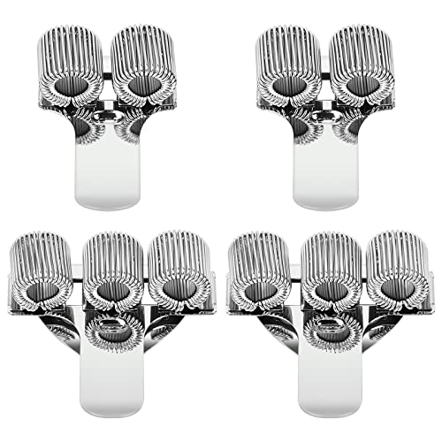 Vesaneae Lot de 4 Porte-Stylo en Métal, Clips de Porte-Stylo Argent, Organisateur de Stylo, Porte-Stylos à Deux Trous/Trois Trous, Boucle De Stylo, Porte-crayons pour Médecins Infirmières Pilotes