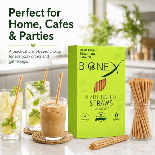 Bionex pitillos de bagazo de caña 8 pulgadas, paquete 2x100 miniatura 6