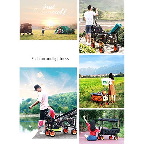 Carrito plegable portátil para compras y jardín con toldo, resistente hasta 80Kg miniatura 7