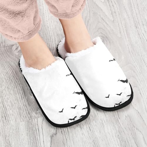 Halloween Bat Magic Black Slippers For Women Men Soft Memory Foam Non-Slip Hallowmas Winter Indoor House Shoes Travel Slipper4