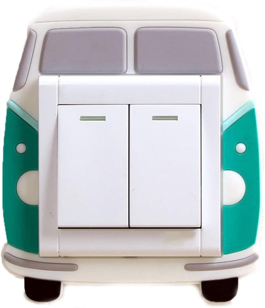 KASTWAVE Light Switch Stickers, Cute Car in the Dark Switch Decals Decorative Art Murals for Bedroom Office Home Decoration (Green)