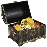 STOBOK 205PCS Kids Treasure Box Pirate Chest Organizer with Gold Coins Gemstone Earring Rings for Boys Girls Party Favor Pirate Costume Props