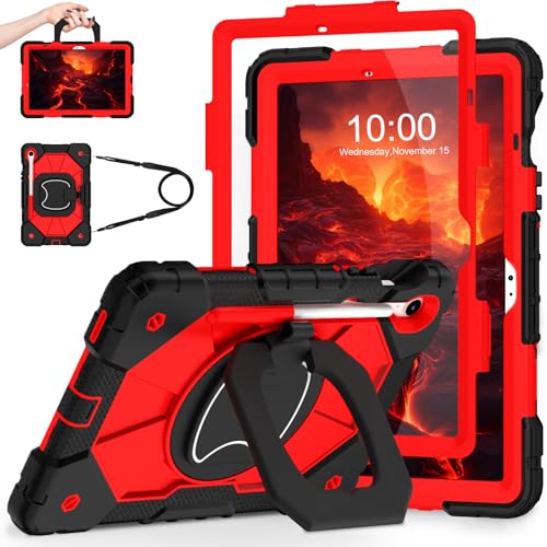 Image of WESOROL Case for Samsung Galaxy Tab S10 Lite /S10 FE /S9 FE 10.9 Inch (2025 /2023) Galaxy Tab S9 11 Inch,Shockproof Cover for Samsung S9 FE with Rotating Stand Screen Protector Pencil Holder,Black Red