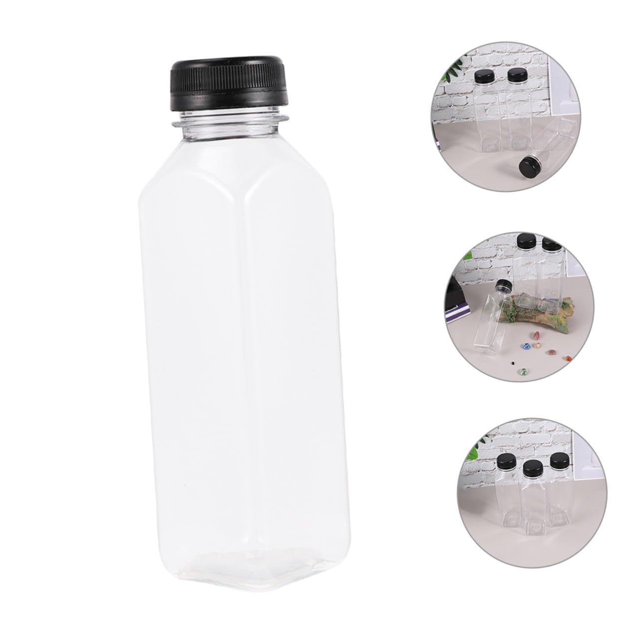 VALICLUD 12 Bottiglie di Plastica Nere da 400ml per Bevande Tappo, Riutilizzabili a Tenuta Sicura, per Succhi Freschi e Latte