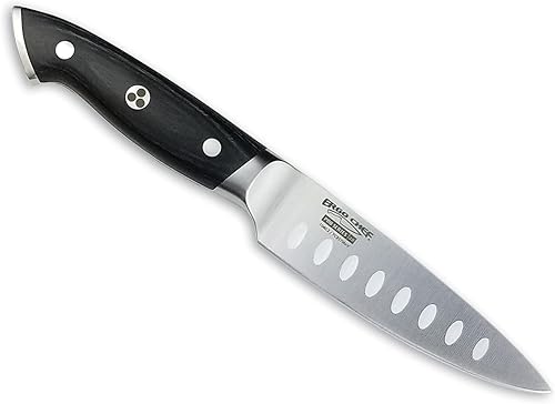 Ergo Chef Pro Series 2.0 - Cuchillo de pelar de 4 pulgadas, acero 7Cr17MoV forjado por expertos, mango ergonómico de madera de Pakkawood negro,
