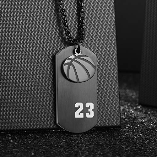 Jholy Stainless Steel Men Basketball Player 23 Cross Dog Tag Pendant I Can Do All Things Necklace (Black) #TOP4