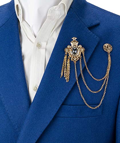 Knighthood Brooch Pin Crowned Stone With Gold Engraving Enamel Stone Stone Honorary Coin Chains Lapel Pin Accessories for Men Women2