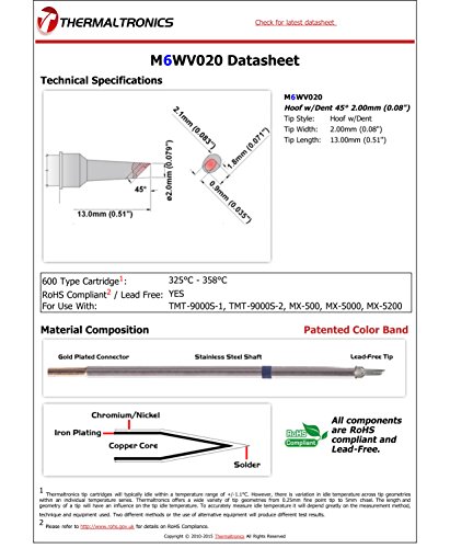 Image of Thermaltronics M6WV020 Hoof w /Dent 45deg 2.00mm (0.08in)