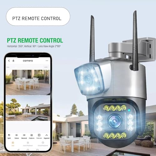 Image of Guard Well 6MP Smart WiFi Dual Lens Outdoor PTZ CCTV Camera | 360 View | Full HD | Color Night Vision | Two Way Audio | Wireless Home Security Camera with Mobile App V380 Pro (Dual Lens PTZ)