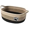 Small Woven Baskets for Organizing Rope Storage Basket with Handle Cute Cotton Nursery Gift Dog Toy Bins Organizer-Light Beige