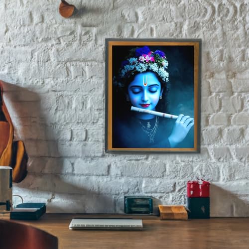 Image of Whattacraft! DIY Acrylic Paint By Number Kit for Adults Kids Beginner Number Painting Kit DIY Canvas Painting BNumber Wall Decoration DIY Painting Kit for Adults | Divine Krishna Playing Flute