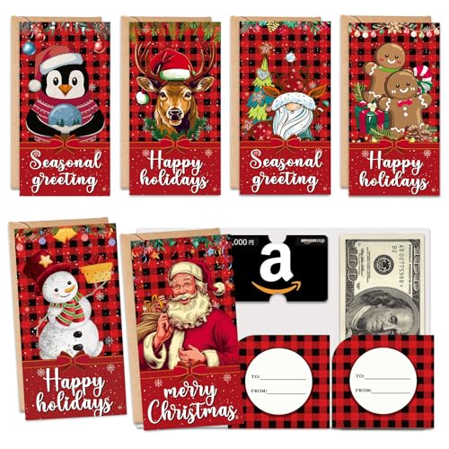 Porte-cartes de Noël vintage en lot de 72 : pochette carte cadeau et argent liquide
