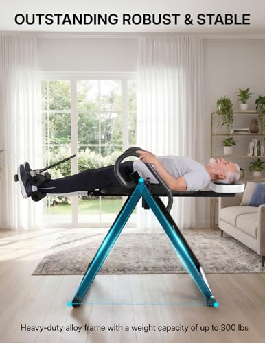 Image of YOLEO Gravity Inversion Table for Back Pain Relief 2026 New Inversion Table w /Lumbar Support Easy to Assemble Back Stretcher Machine 300 lbs