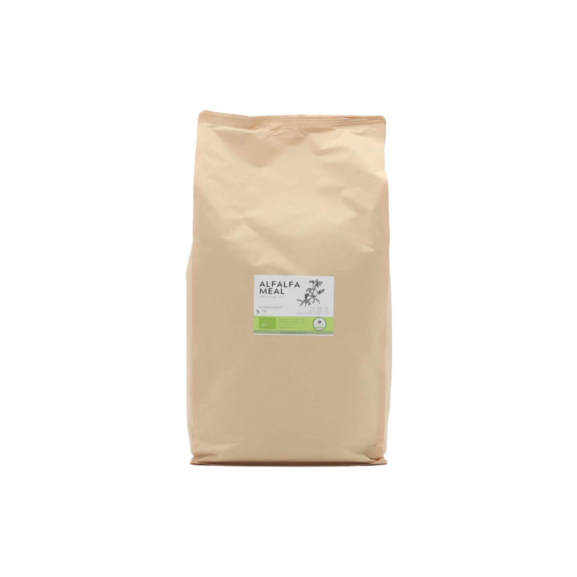 Bio Alfalfa Meal Farine de luzerne 100 % bio 3 kg – Engrais d'azote et booster de nutriments pour cannabis – Pour Living Soil & CompostTee