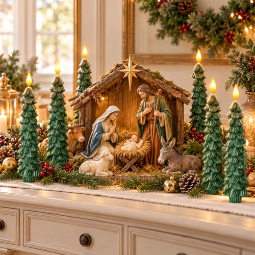 Christmas Tree Flameless Candles --4 or 6 Pcs DROPS TO TO (works on Christmas Green and Red Green) - image 6