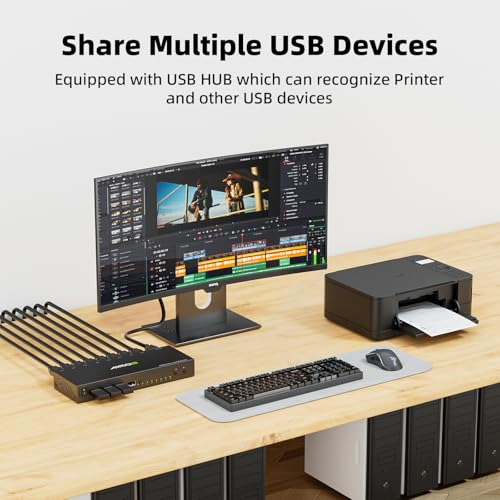 Image of 8 Port KVM Switch HDMI 4K@30Hz, USB2.0 HDMI KVM Switch for 8 Computers Share 1 Monitor Keyboard Mouse Printer, Support Hotkey Switch, with Remote Control and 8 USB Cables