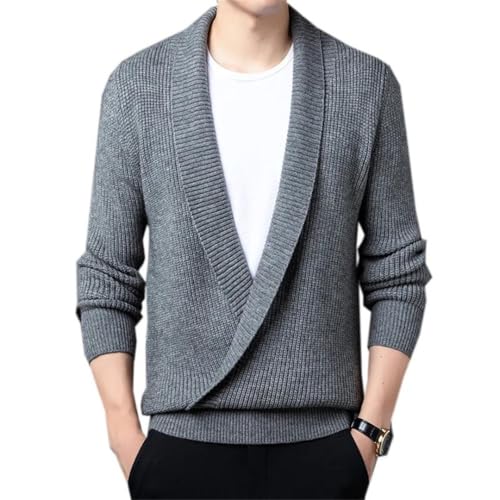 Men Sweater Cardigan Korean Style Deep V Neck Lapel for Clothing Solid Knit Cardigan2