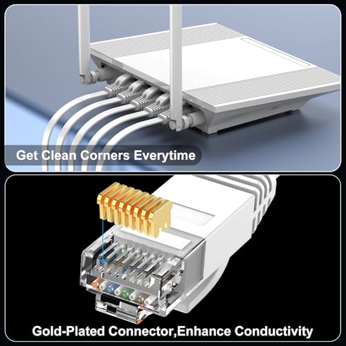 Cable Ethernet Cat 6 de 5 pies blanco con conectores RJ45 miniatura 4