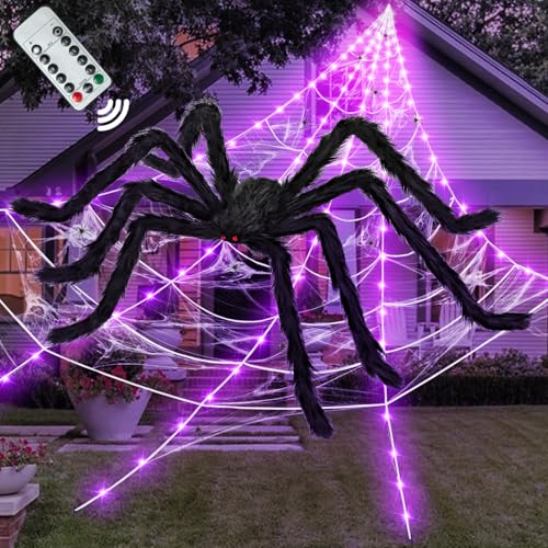Halloween Decorations Outdoor and Indoor,250 LED Halloween Spider...