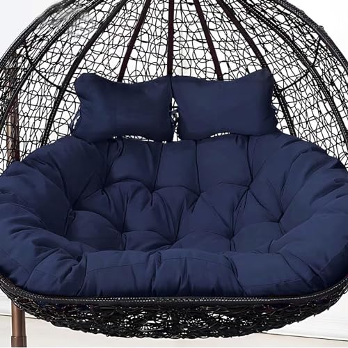 Cojín para Silla Colgante Tipo Huevo con reposacabezas Ajustable, Lavable, Grueso y Doble, para Exterior (M)