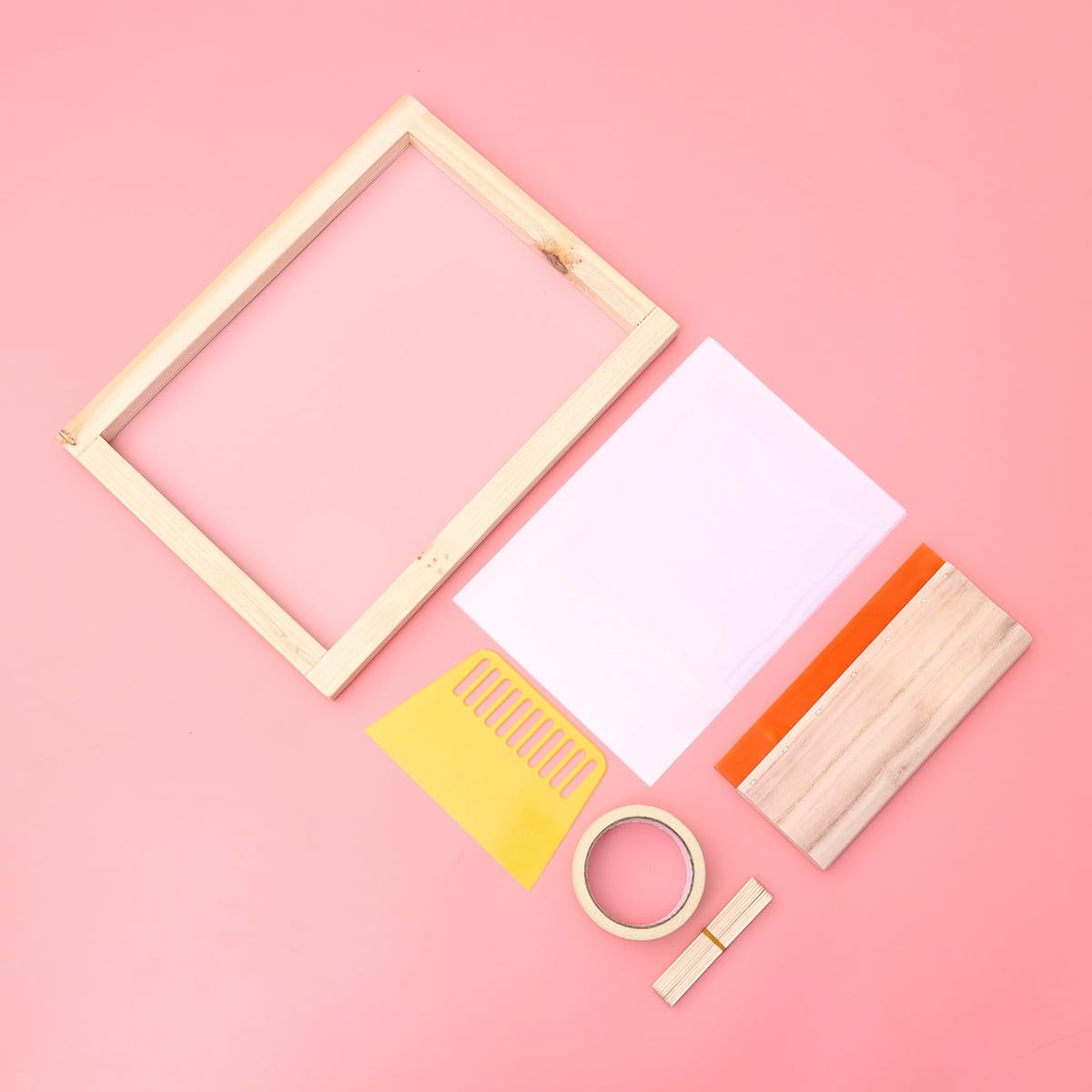 COLLBATH Kit Fai da Te Telaio in Legno e Plastica Serigrafia