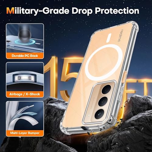Image of Jkobi Shockproof Crystal-Clear Back Cover for Realme P3x (Magsafe Wireless Support | Drop & Camera Protection | Hard Polycarbonate)