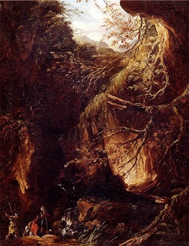 Impression sur toile paysage boisé Hubert Robert pour décoration salon élégante