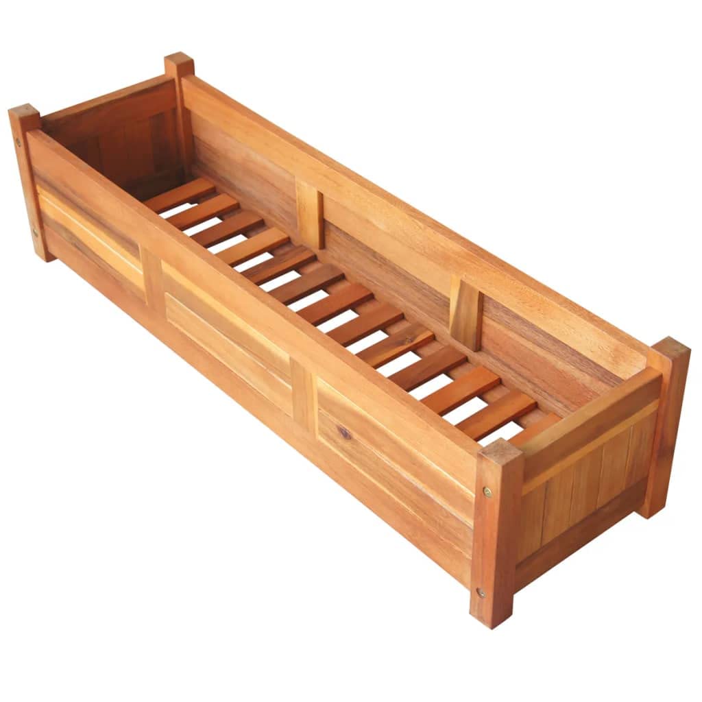 vidaXL 2X Akazienholz Garten Hochbeet Pflanzkübel Pflanzbeet Gemüsebeet Frühbeet Gartenbeet Blumenkübel Blumenkasten Pflanzkasten 100x30x25cm